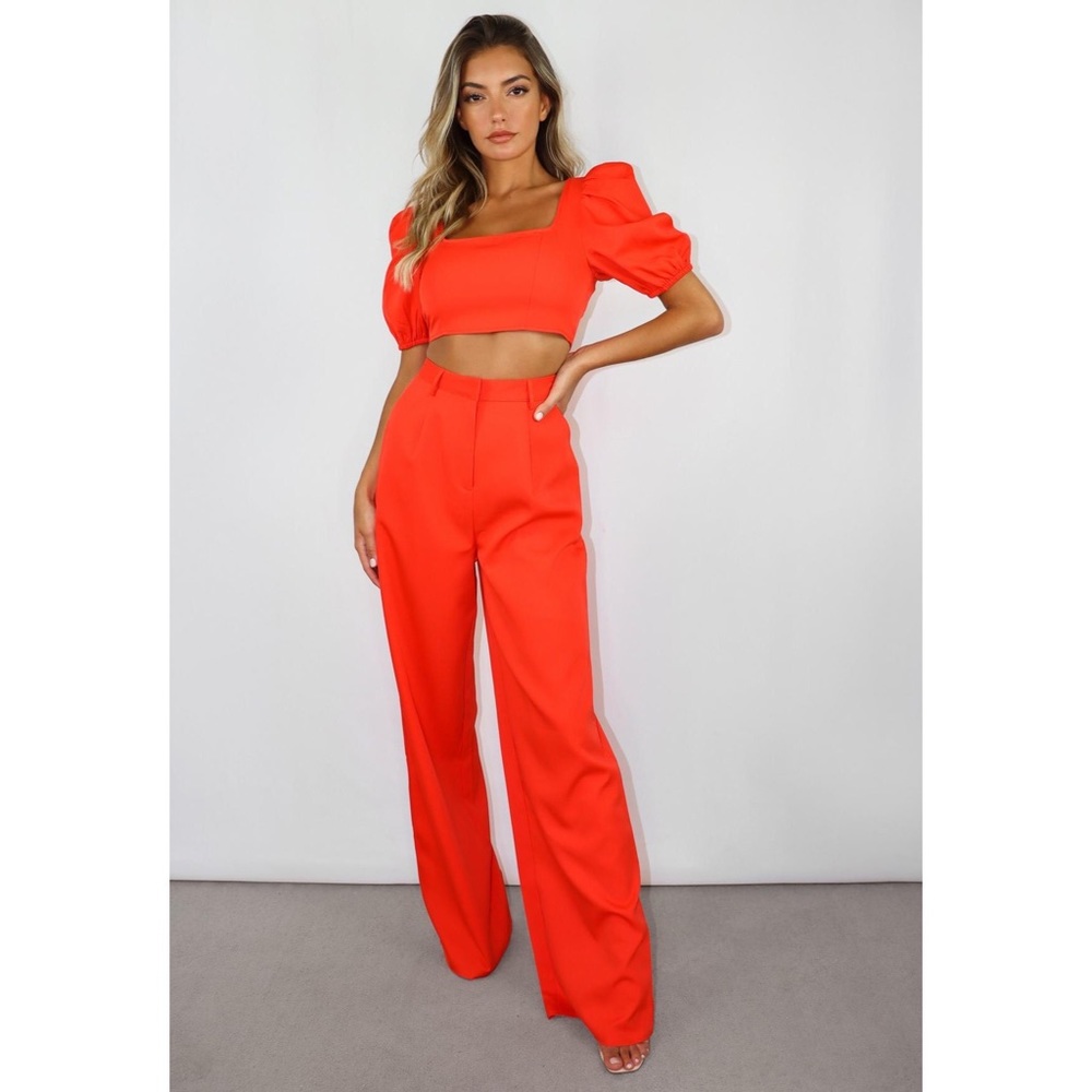 Misguided Orange Pants & Top Matching 2 Piece set